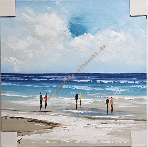 [P0007794] Orig. Acrylgemälde "Strand" 40 x 40 cm