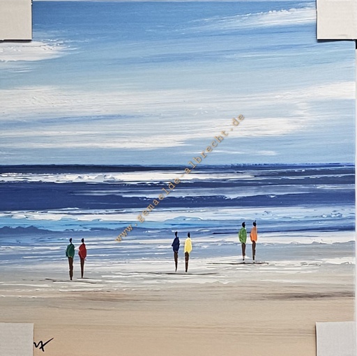 [P0007796] Orig. Acrylgemälde "Strand" 40 x 40 cm