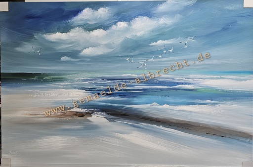 [P0007797] Orig. Acrylgemälde "Strand" 80 x 120 cm