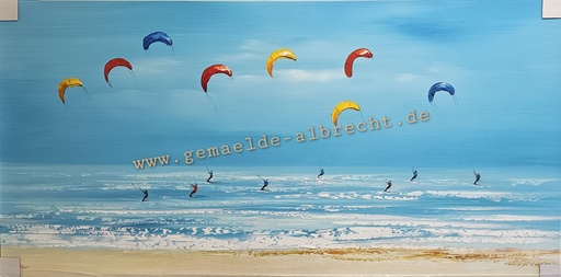 [P0007807] Orig. Acrylgemälde "Kitesurfer" 60 x 120 cm