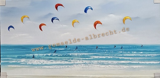 [P0007808] Orig. Acrylgemälde "Kitesurfer" 60 x 120 cm