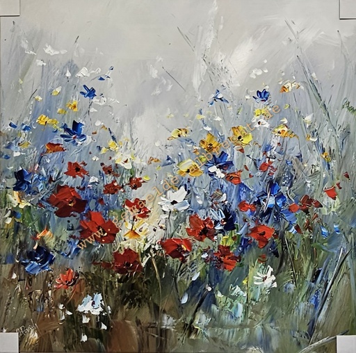 [P0007819] Orig. Acrylgemälde "Flowers" 80 x 80 cm