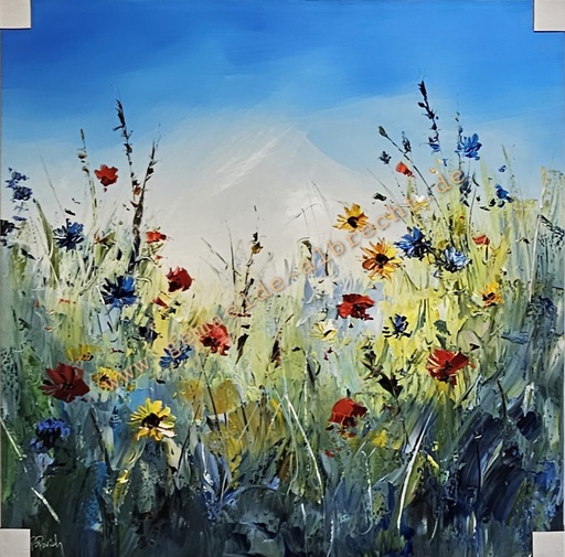 [P0007820] Orig. Acrylgemälde "Flowers" 80 x 80 cm