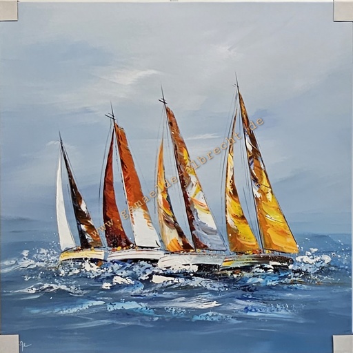 [P0007822] Orig. Acrylgemälde "Segler" 80 x 80 cm