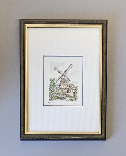 Orig. Radierung "Mühle" 13 x 18 cm