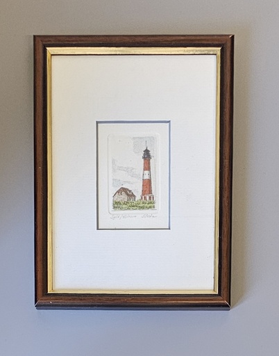 Orig. Radierung "Leuchtturm Sylt Hörnum" 13 x 18 cm