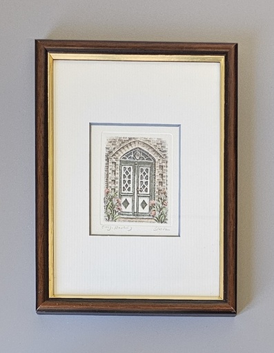 Orig. Radierung "Friesentür grün" 13 x 18 cm