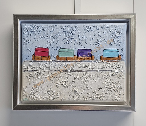 [P0007921] Original Lea Bach "Strandkörbe "18 x 24 cm blau/sand
