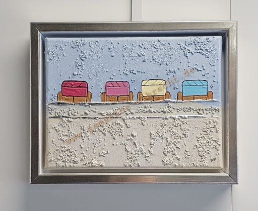 [P0007922] Original Lea Bach "Strandkörbe "18 x 24 cm blau/sand