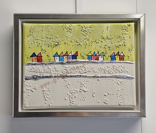 [P0007924] Original Lea Bach "Häuschen"18 x 24 cm lime/sand