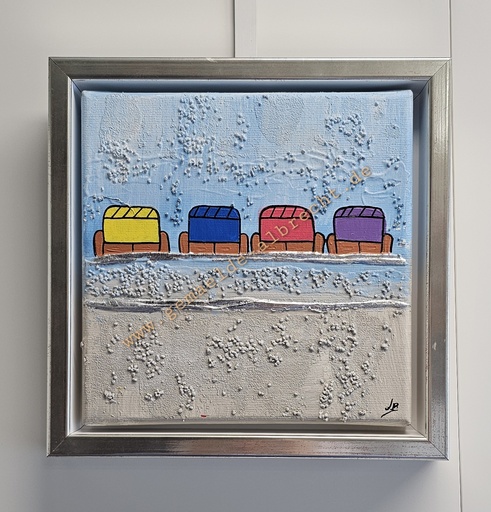 [P0007926] Original Lea Bach "Strandkörbe" 20 x 20 cm blau/sand