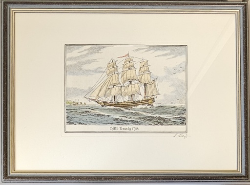 Orig. Radierung "Bounty 1788" 33 x 44 cm