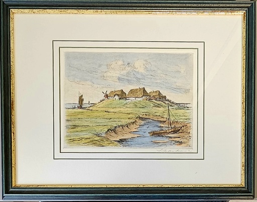 Orig. Radierung "Hallig" 33 x 44 cm