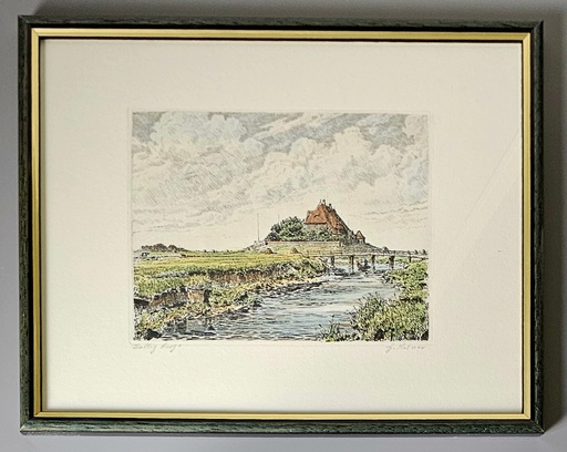Orig. Radierung "Hallig Hooge" 27 x 33 cm
