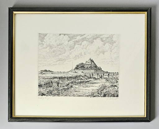 Orig. Radierung "Hallig Hooge" 27 x 33 cm
