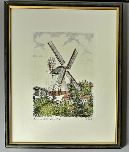 Orig. Radierung "Büsumer Mühle Margaretha" 27 x 33 cm