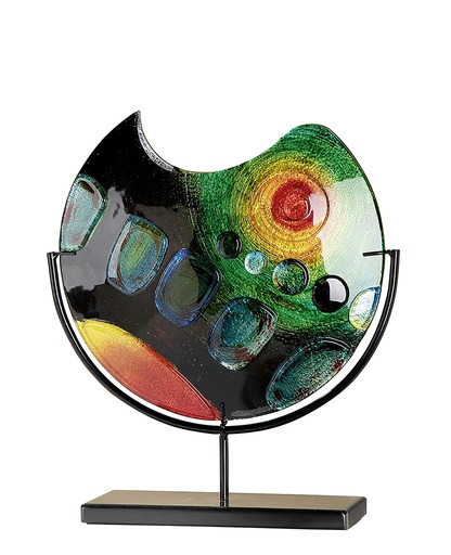 [P0007975] Glasart Dekovase rund "Sunrise" H 37 cm