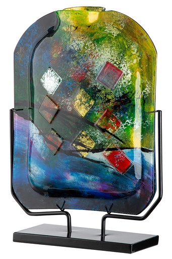 [P0007977] GlasArt Dekovase  "Karree" H 46 cm