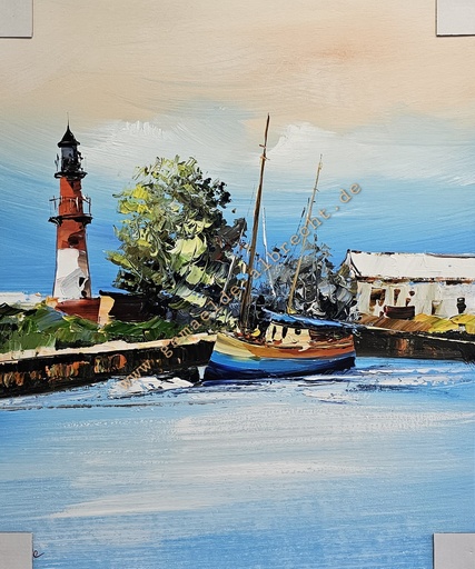 [P0008023] Orig. Leinwandbild "Büsumer Hafen" 60 x 50