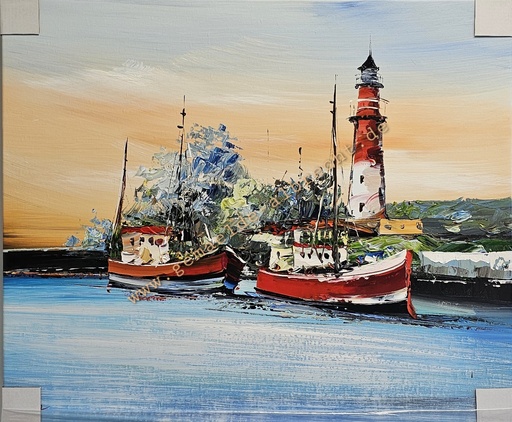 [P0008024] Orig. Leinwandbild "Büsumer Hafen" 60 x 50