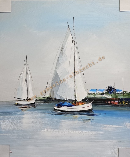 [P0008030] Orig. Leinwandbild "Segelboote" 60 x 50 cm