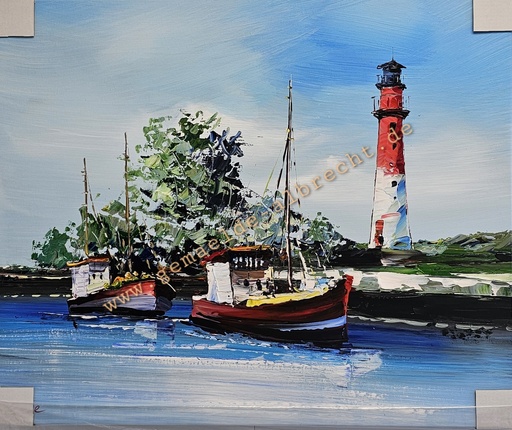 [P0008033] Orig. Leinwandbild "Büsumer Hafen" 60 x 50 cm