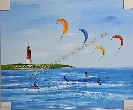 [P0008052] Org. Leinwandbild "Büsumer Kitesurfer" 60x50 cm
