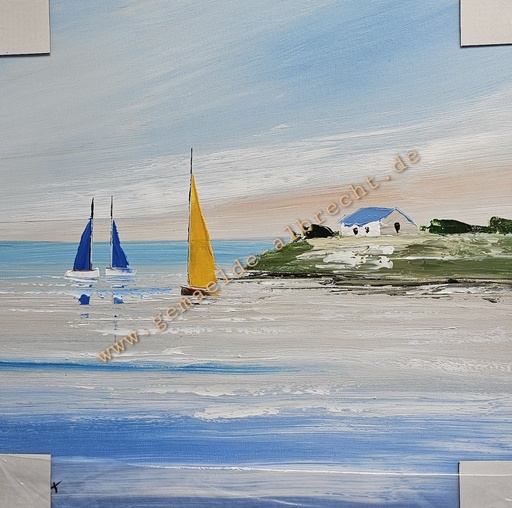 [P0008060] Orig. Leinwandbild "Strand" 40 x 40 cm