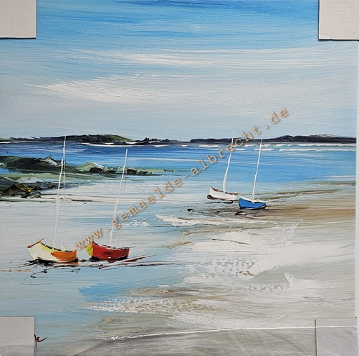 [P0008064] Orig. Leinwandbild "Strand" 40 x 40 cm