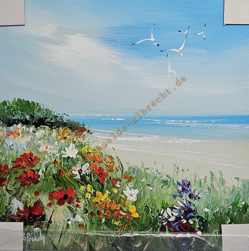 [P0008068] Orig. Leinwandbild "Strand" 40 x 40 cm
