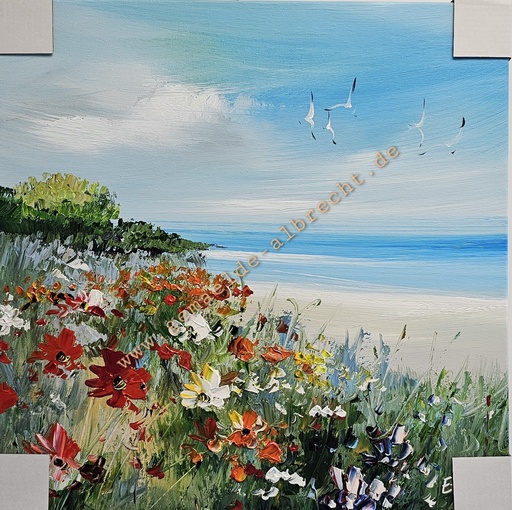 [P0008069] Orig. Leinwandbild "Strand" 40 x 40 cm
