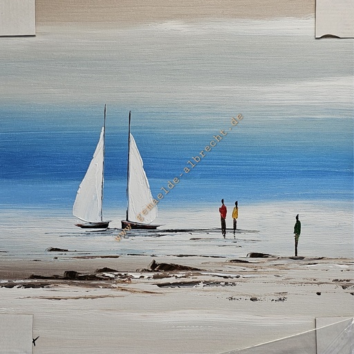 [P0008070] Orig. Leinwandbild "Segelboote" 40 x 40 cm