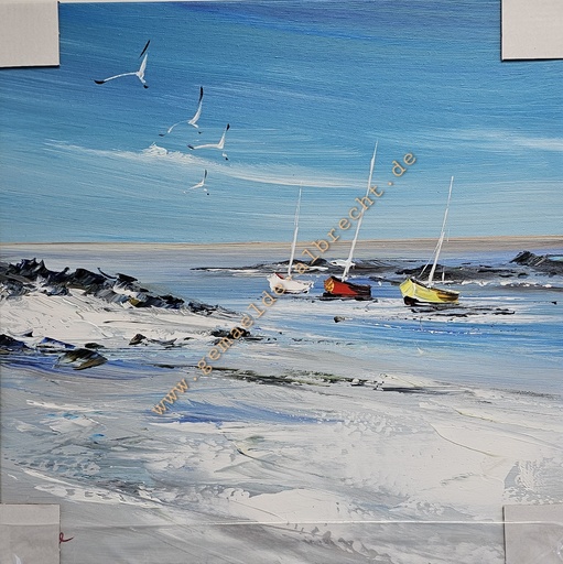 [P0008071] Orig. Leinwandbild "Segelboote" 40 x 40 cm