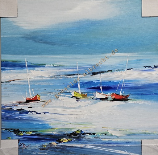 [P0008072] Orig. Leinwandbild "Segelboote" 40 x 40 cm