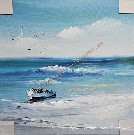 [P0008073] Orig. Leinwandbild "Segelboot" 40 x 40 cm