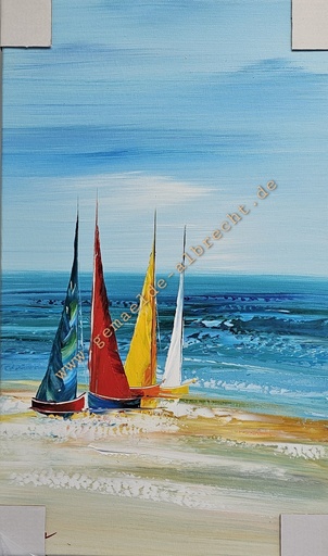 [P0008080] Orig. Leinwandbild "Segelboote" 50 x 30 cm