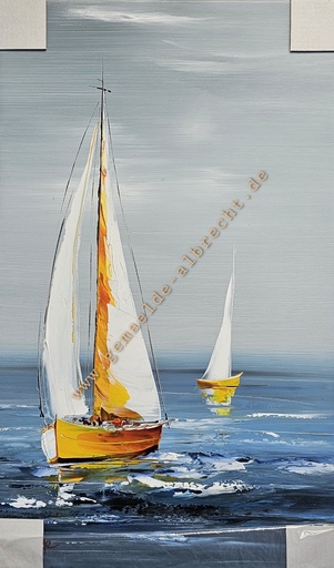 [P0008081] Orig. Leinwandbild "Segelboote" 50 x 30 cm